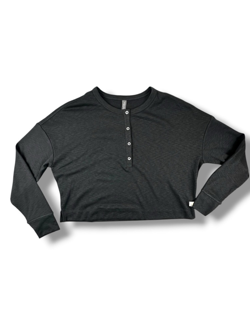 Vuori Black Heather Sunrise Oversized Long Sleeve Henley Size S NWOT